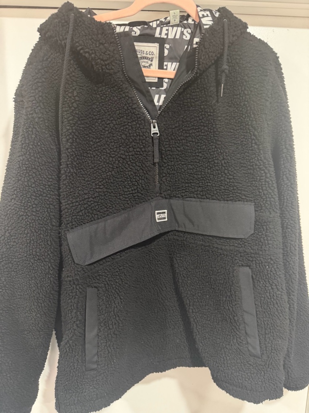 Levi's Black Sherpa Half-Zip Pullover Hoodie